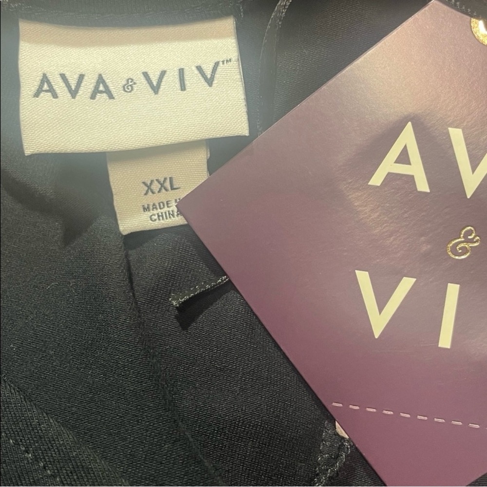 Ava & Viv Black Midi A-Line Dress Slit | XXL | NWT - Picture 3 of 4